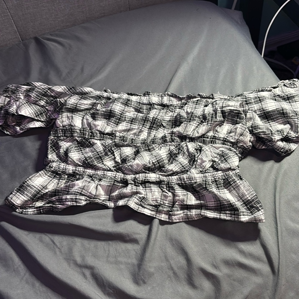 Plaid Ruffle Women's Top